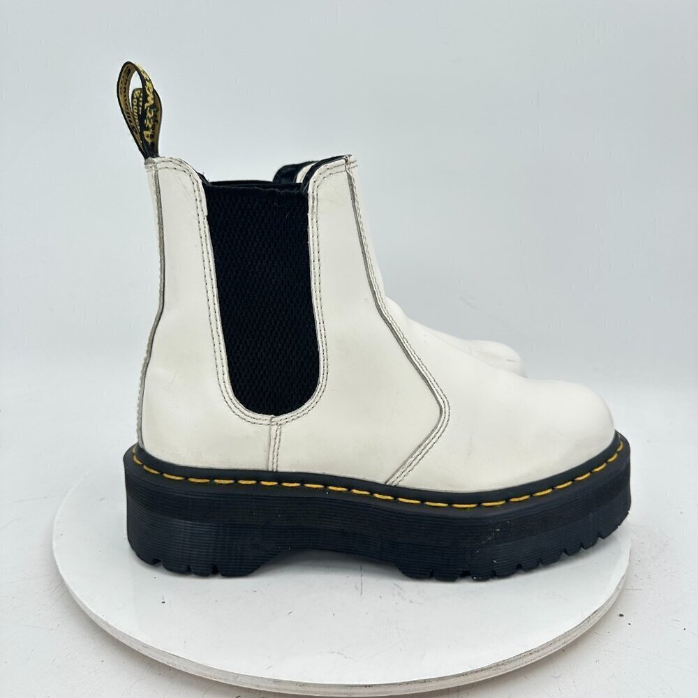 Dr. Martens 2976 Quad Women Size 7 White Leather Elastic Platform Chelsea Boot - Picture 4 of 11